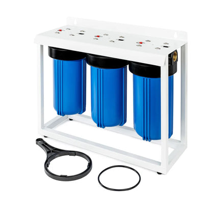 TREVOLI - Water Filtration Big Blue Jumbo Water Filter Housing Triple Set - 10"
