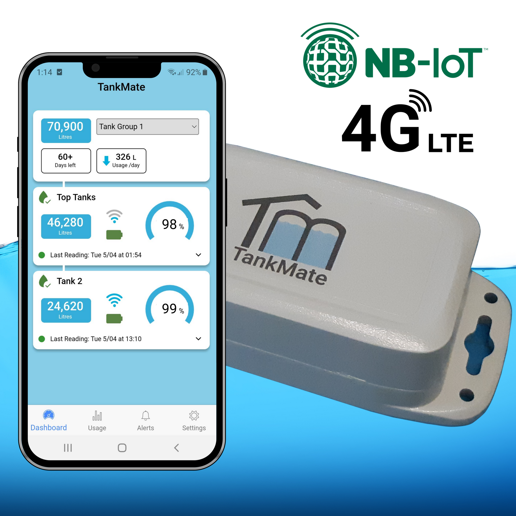 TankMate R3 LTE 4G water tank sensor and phone app