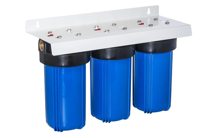 TREVOLI - Water Filtration Big Blue Jumbo Water Filter Housing Triple Set - 10"