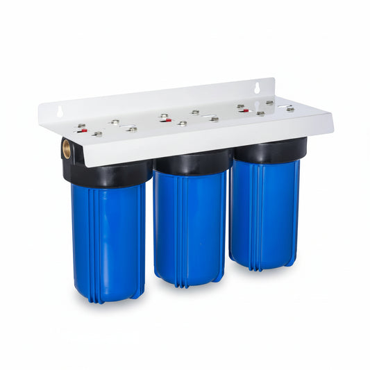 TREVOLI - Water Filtration Big Blue Jumbo Water Filter Housing Triple Set - 10"