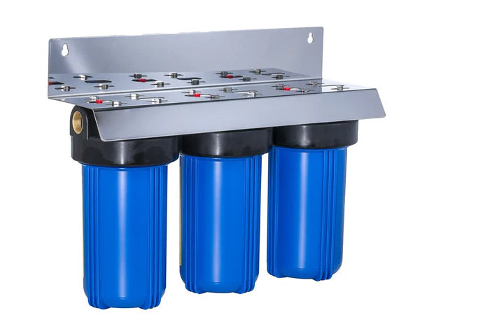 TREVOLI - Water Filtration Big Blue Jumbo Water Filter Housing Triple Set - 10"