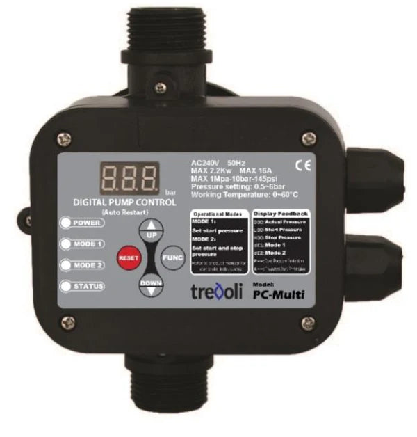 Trevoli PC-Multi Pump Controller Auto Restart Adjustable Cut in and Cut Out