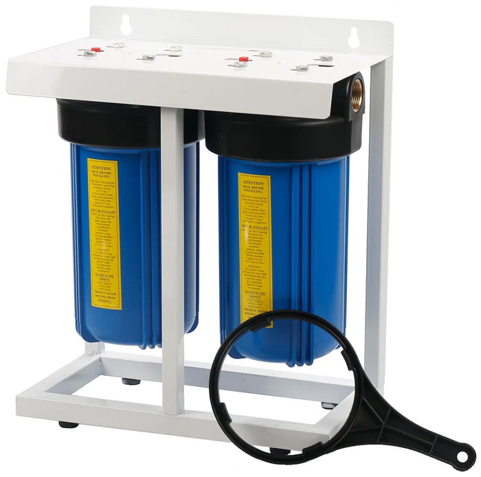 TREVOLI - Big Blue Jumbo Water Filtration Housing Twin Set- 10"